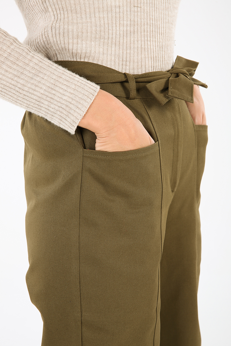 Belted Pocket Zippered Hijab Pants