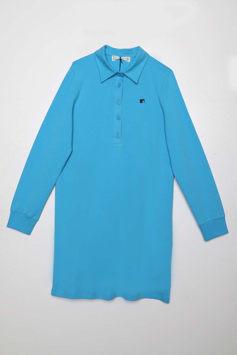 Cotton Polo Collar Sweat Tunic