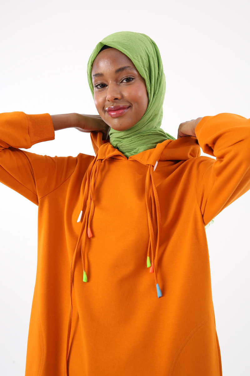Cotton Colourful Lace-up Relax Moulded Sweat Tunic
