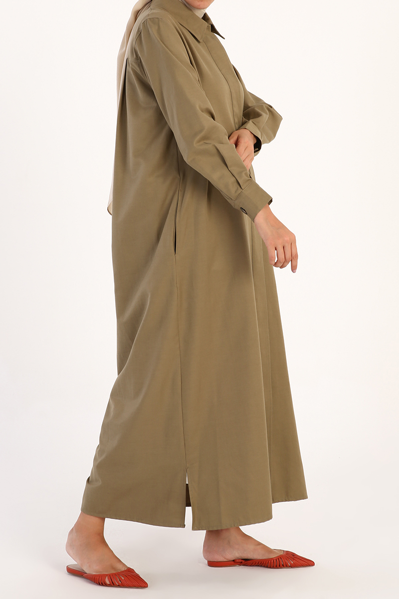 Shirt Collar Abaya With Pockets