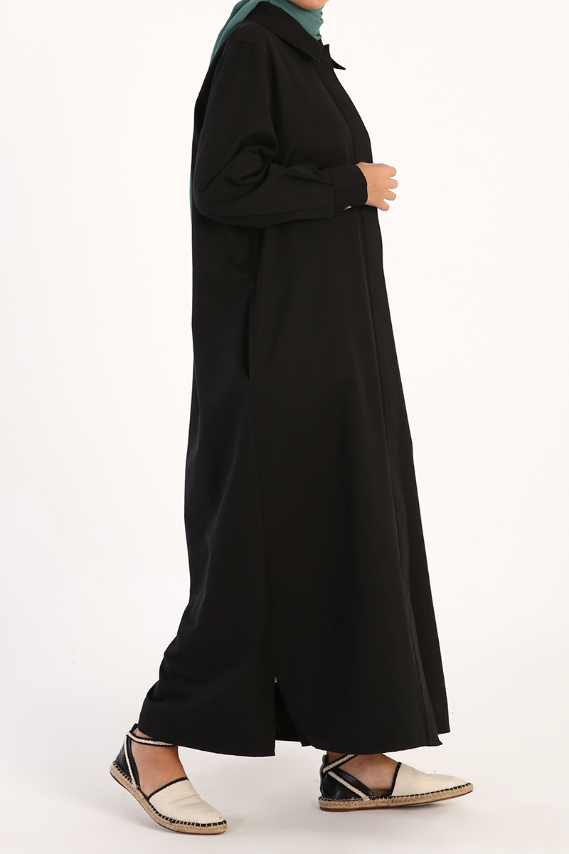 Shirt Collar Abaya With Pockets