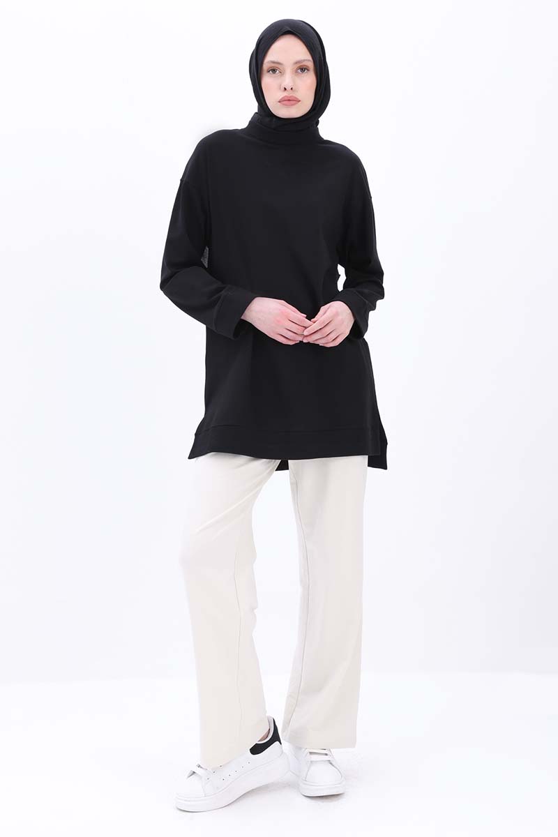 Cotton Sweat Tunic with Slit Detail