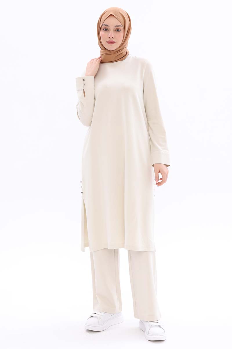 Cotton Slit Trouser Suit With Trousers