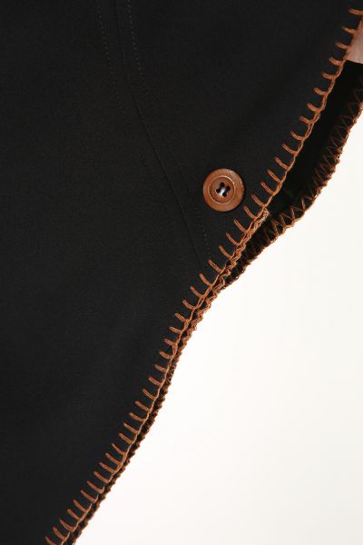 Mandarin Collar Button Front Poncho