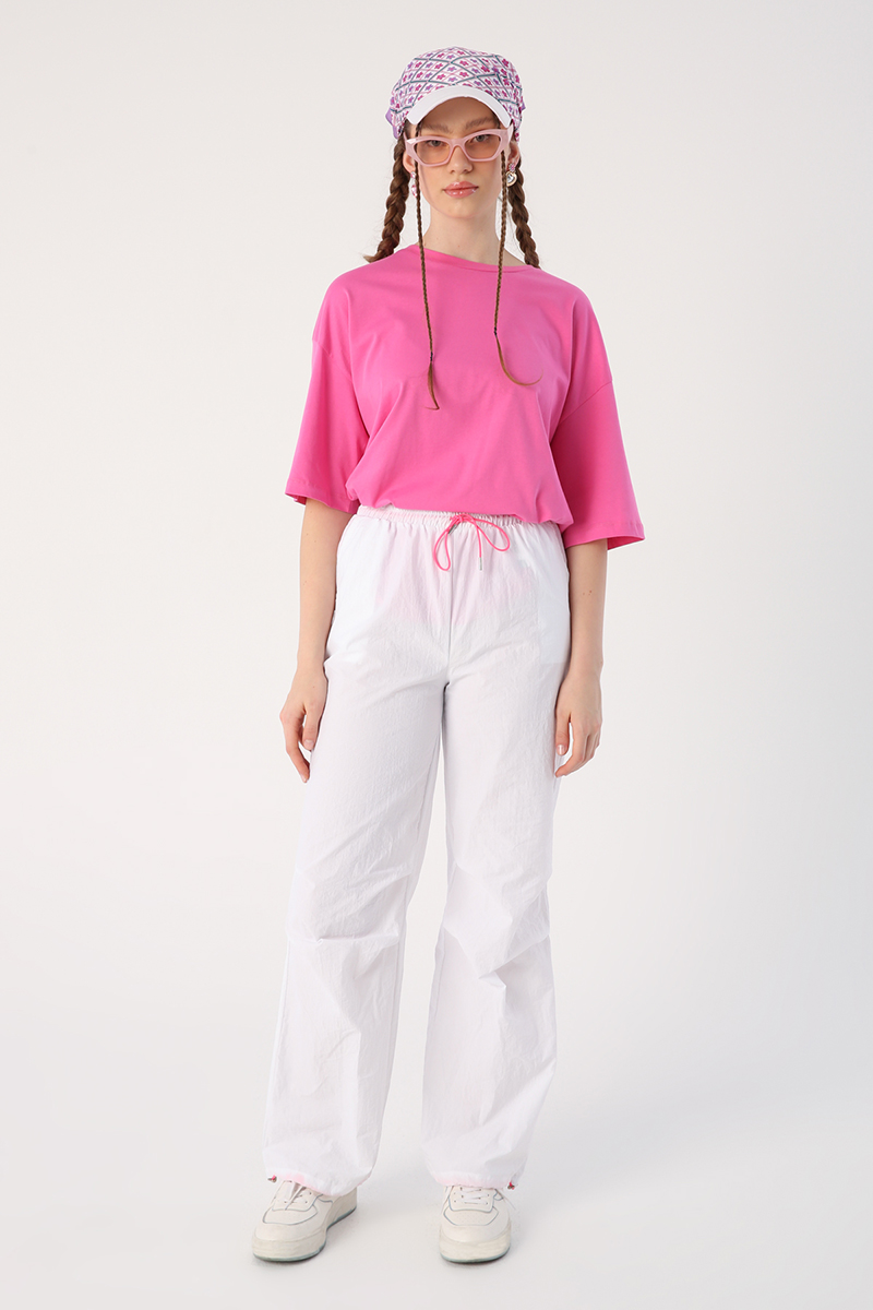 Parachute Fabric Pleated Detail Pleated Trousers