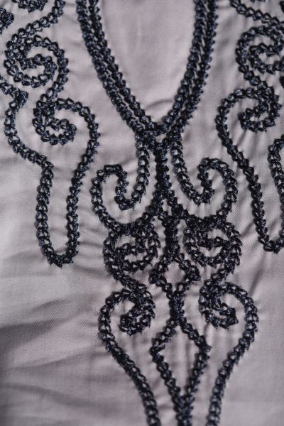 Embroidered Sleeve Belt Front Long Coat
