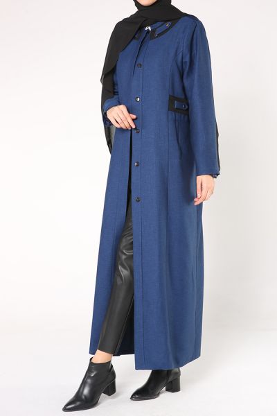 Large Size Hidden Striped Lined Overcoat