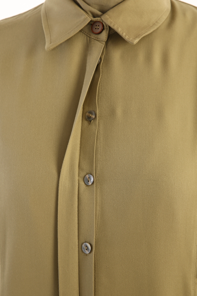 Shoulder Detailed Button Front Shirt Tunic