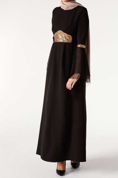 Belted Hijab Evening Dress
