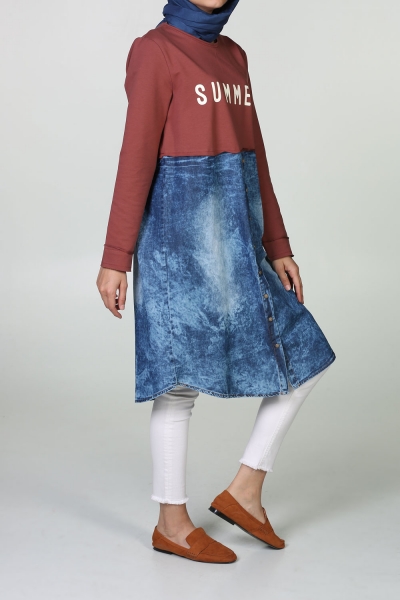 Jean Detailed Combed Cotton Tunic