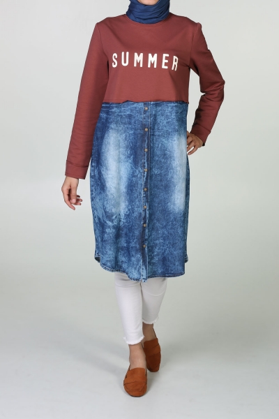 Jean Detailed Combed Cotton Tunic
