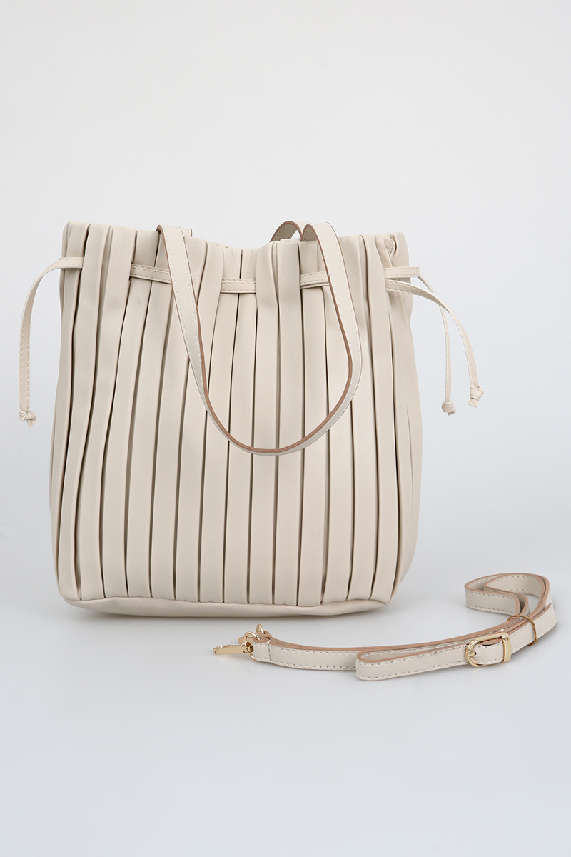 Pleated Hand And Shoulder Bucket Bag