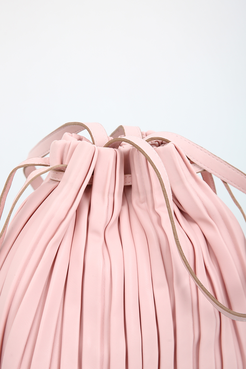 Pleated Hand And Shoulder Bucket Bag