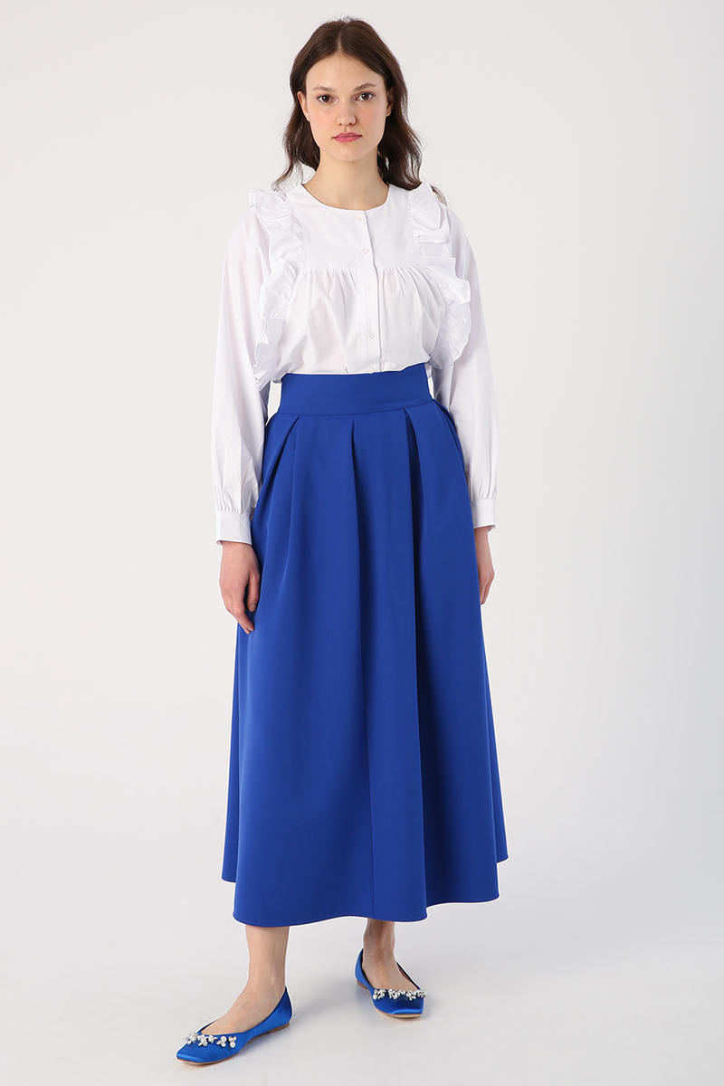 Comfortable Pleated Zippered Skirt