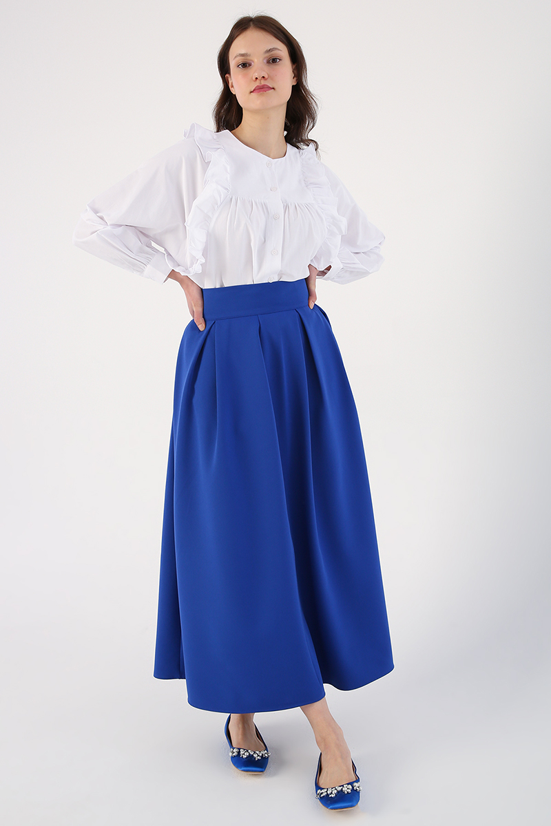 Comfortable Pleated Zippered Skirt