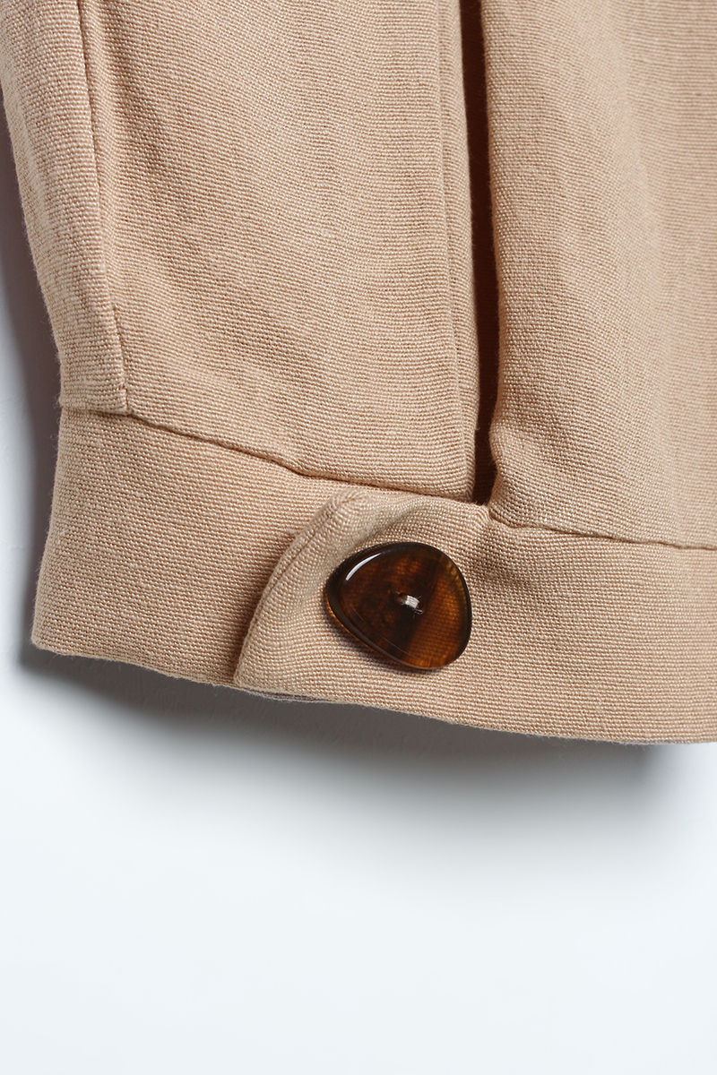 Pileli Paçası Düğme Detaylı Pantolon