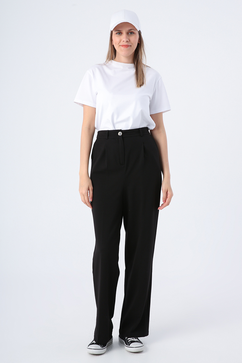 Pleated Cotton Pants With Pocket