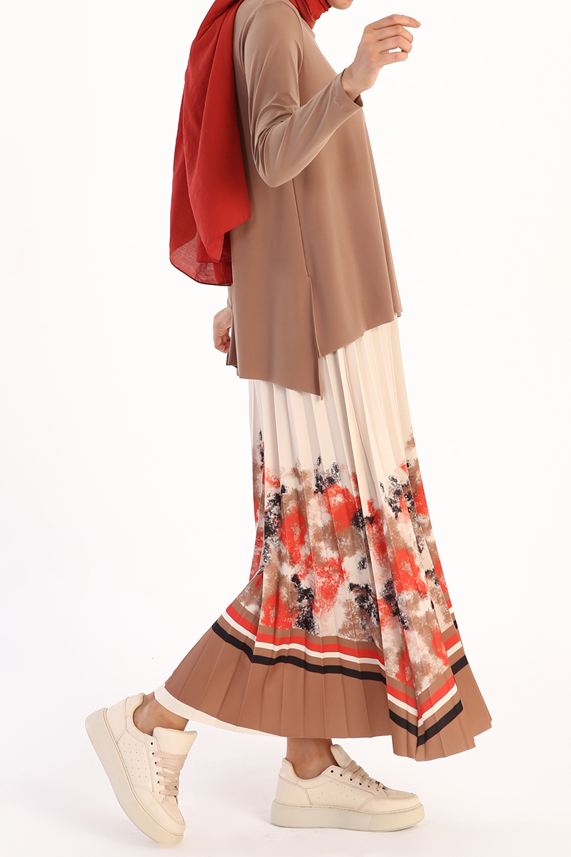 Blouse and Pleated Long Skirt Outfit Set