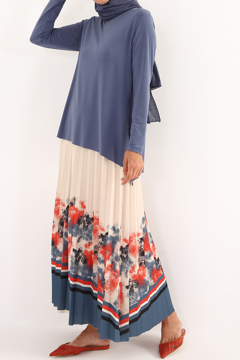 Blouse and Pleated Long Skirt Outfit Set