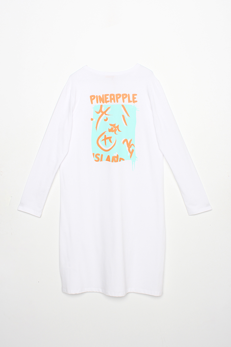 Comfy Pineapple Baskılı Uzun Kollu T-Shirt Tunik