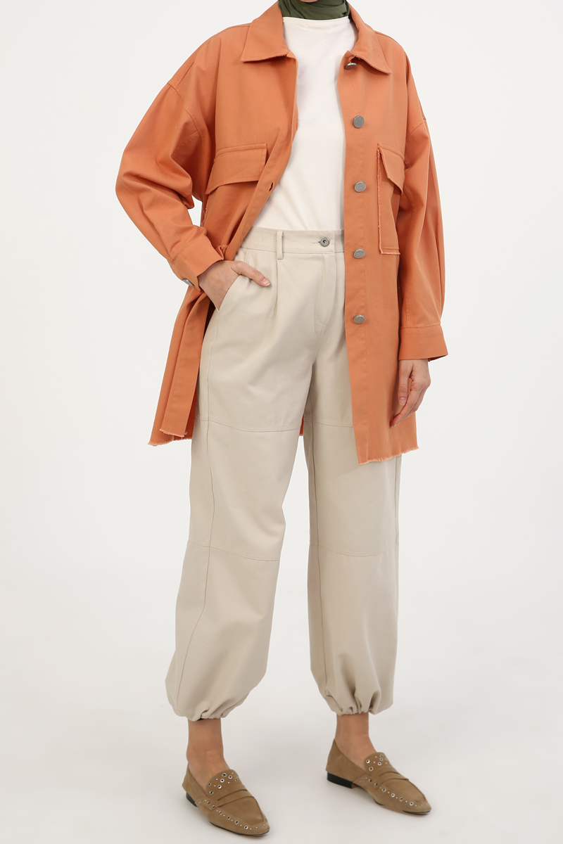 Oversize Long Pocket Detailed Peacoat Jacket