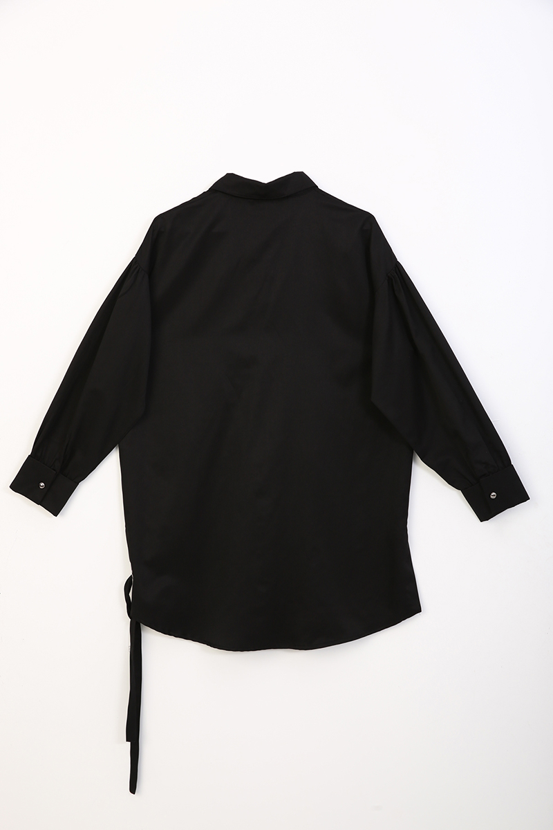 Bishop Sleeve Hem Detailed Comfy Shirt Tunic