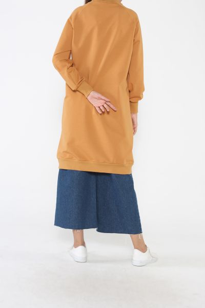 Raglan Sleeve Printed Sweatshirt Tunic