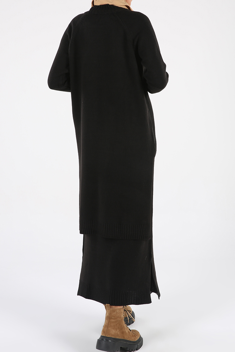 Raglan Sleeve Hijab Suit With Skirt