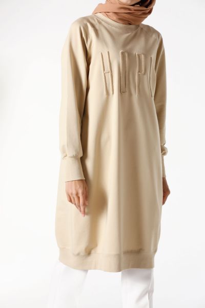 Raglan Sleeve Embroidered Combed Cotton Tunic