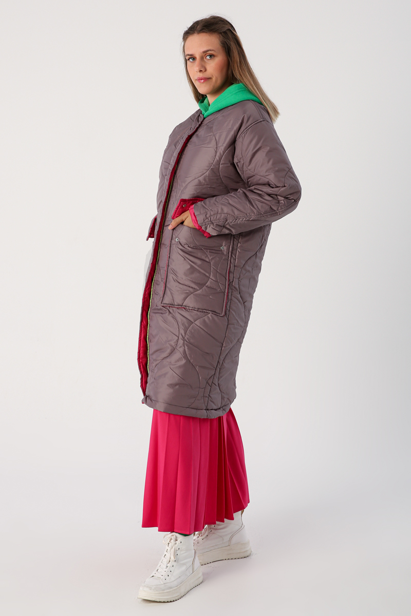 Colorful Lined Neon Plus Size Coat