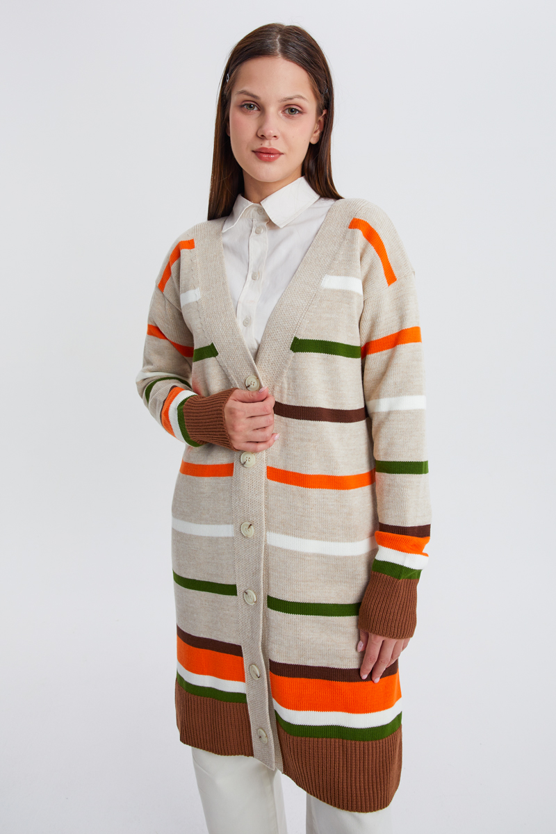 Colorful Striped Knitwear Cardigan