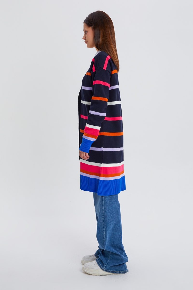 Colorful Striped Knitwear Cardigan