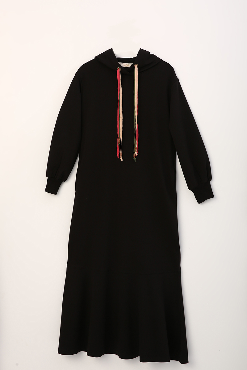 Hooded Bishop Sleeve Long Dress
