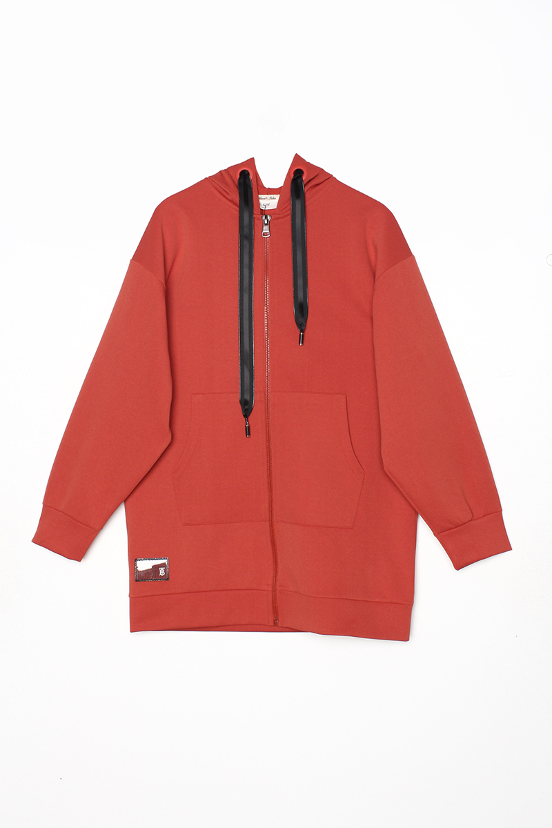 Colored Corded Hooded Sweat Cardigan