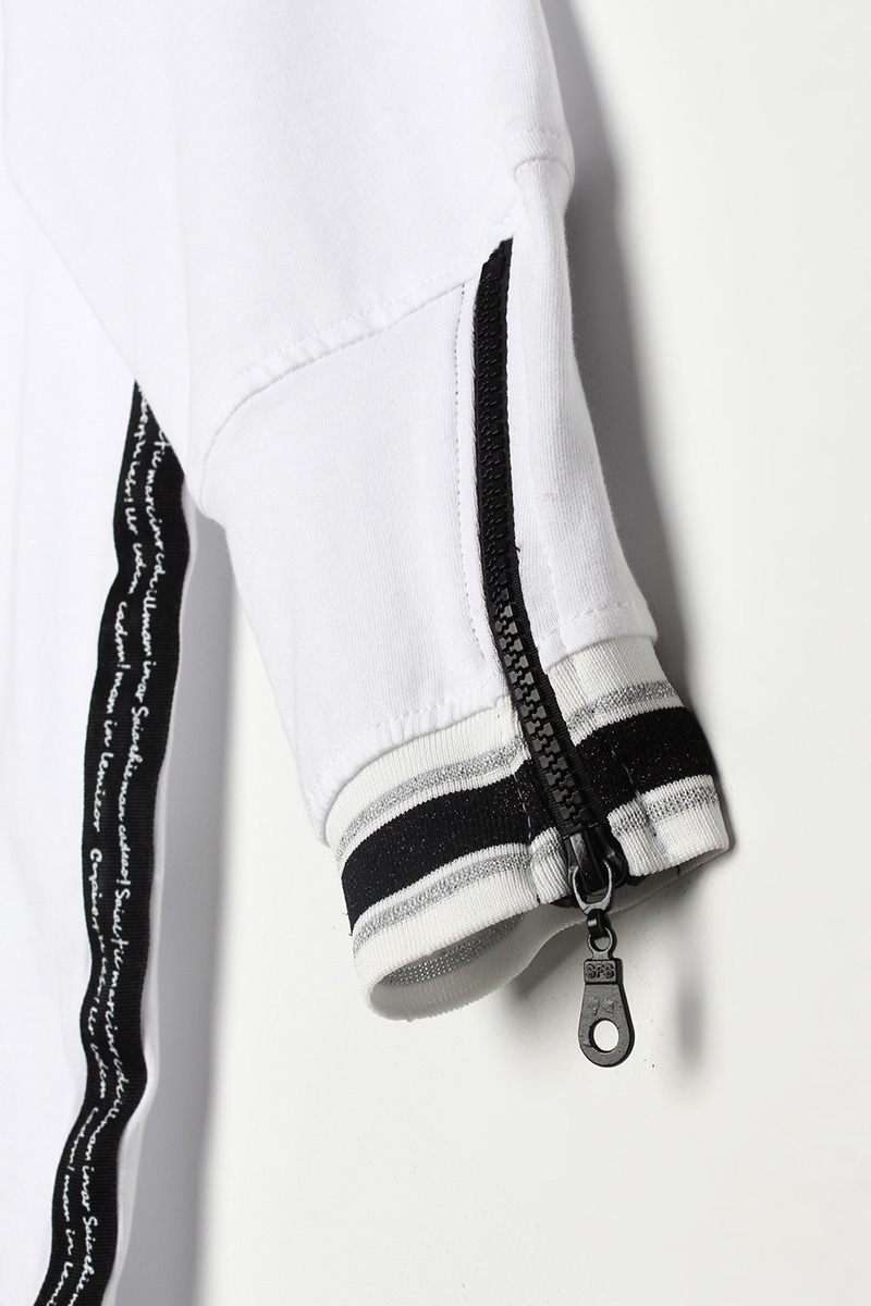 Sleeve Zipper Detail Rib Knit Tunic