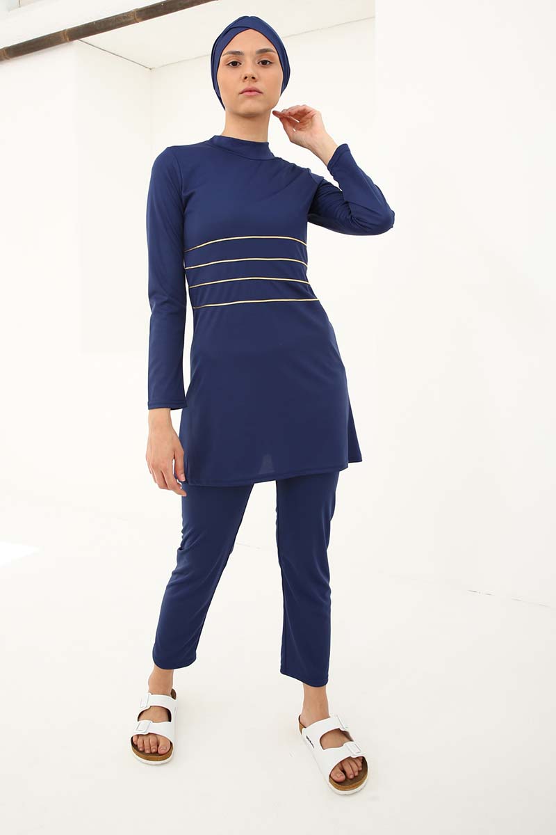 Striped Front 3 Pieces Burkini