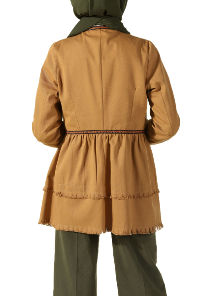Doğal Kumaş Şeritli Ceket