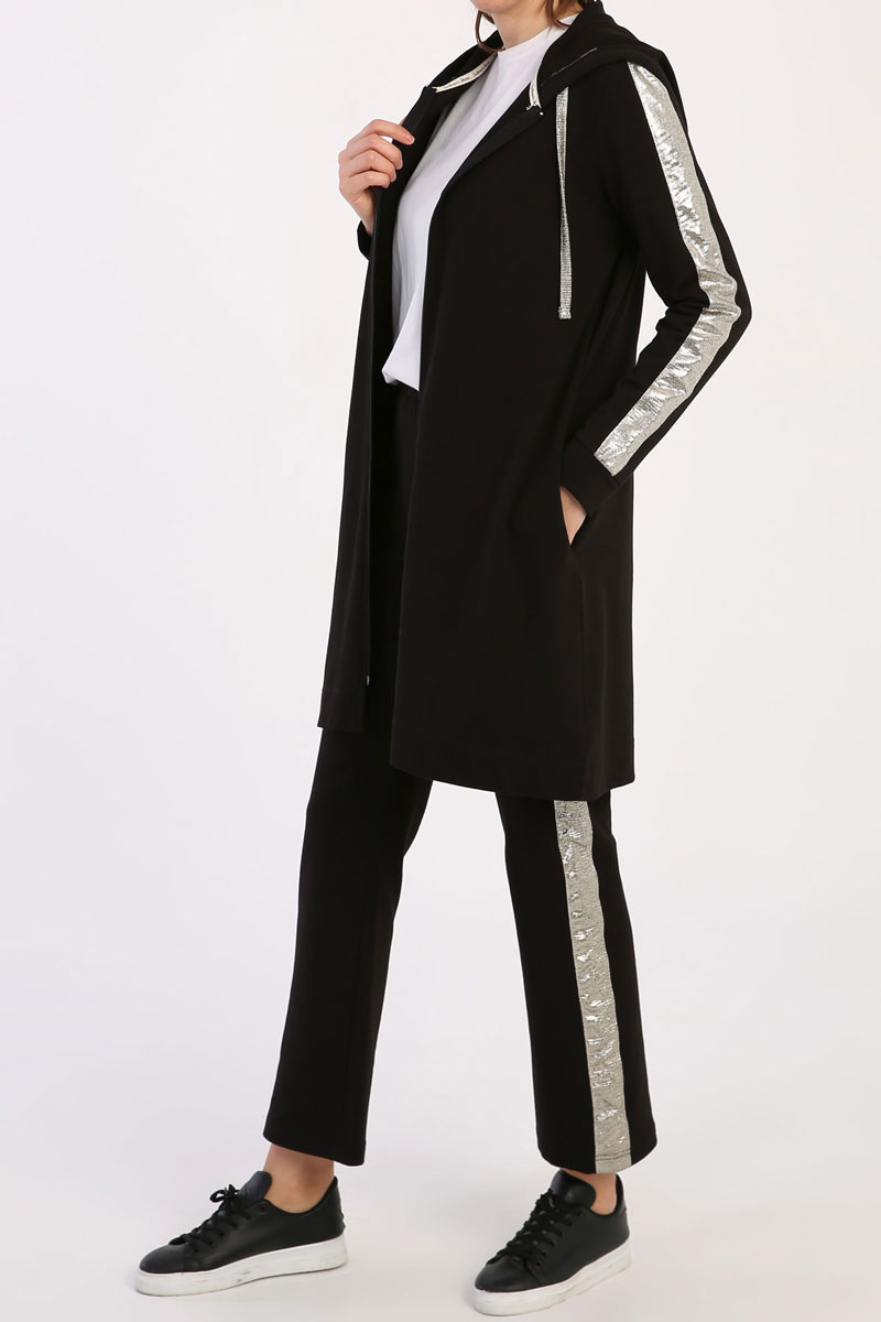 Zippered Comfy Striped Track Suit