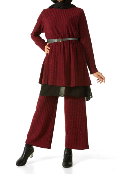 Knitwear Tulle Detailed Blouse and Pants Set