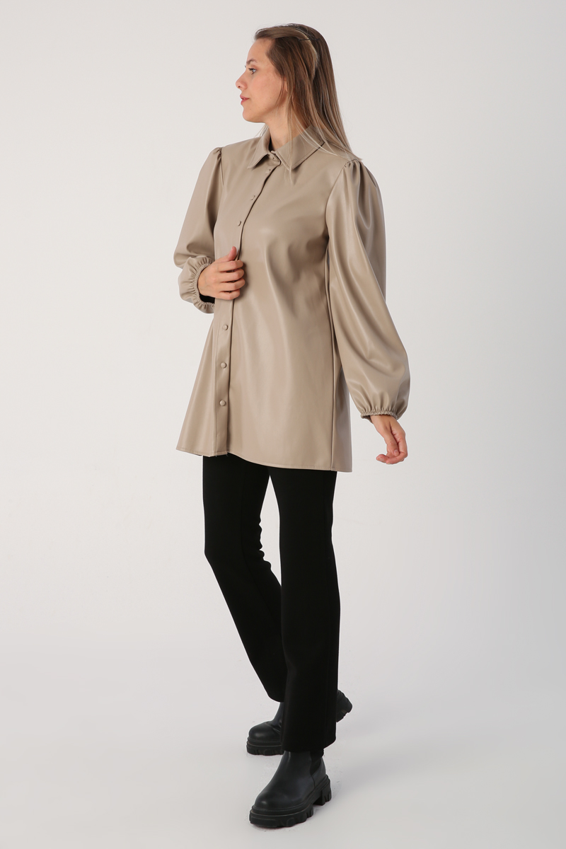 Faux Leather shirt tunic
