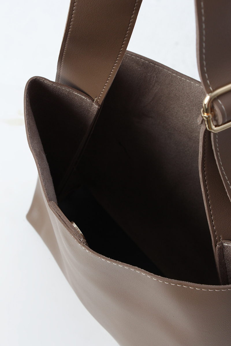 Faux Leather & Suede Snap Closure Shopper Bag
