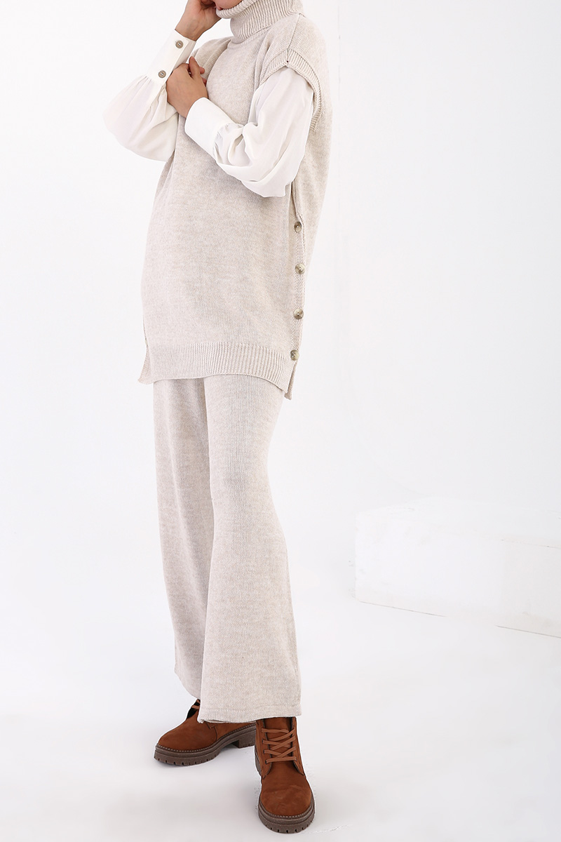 Turtle Neck Sweater and Pants Knitwear Set