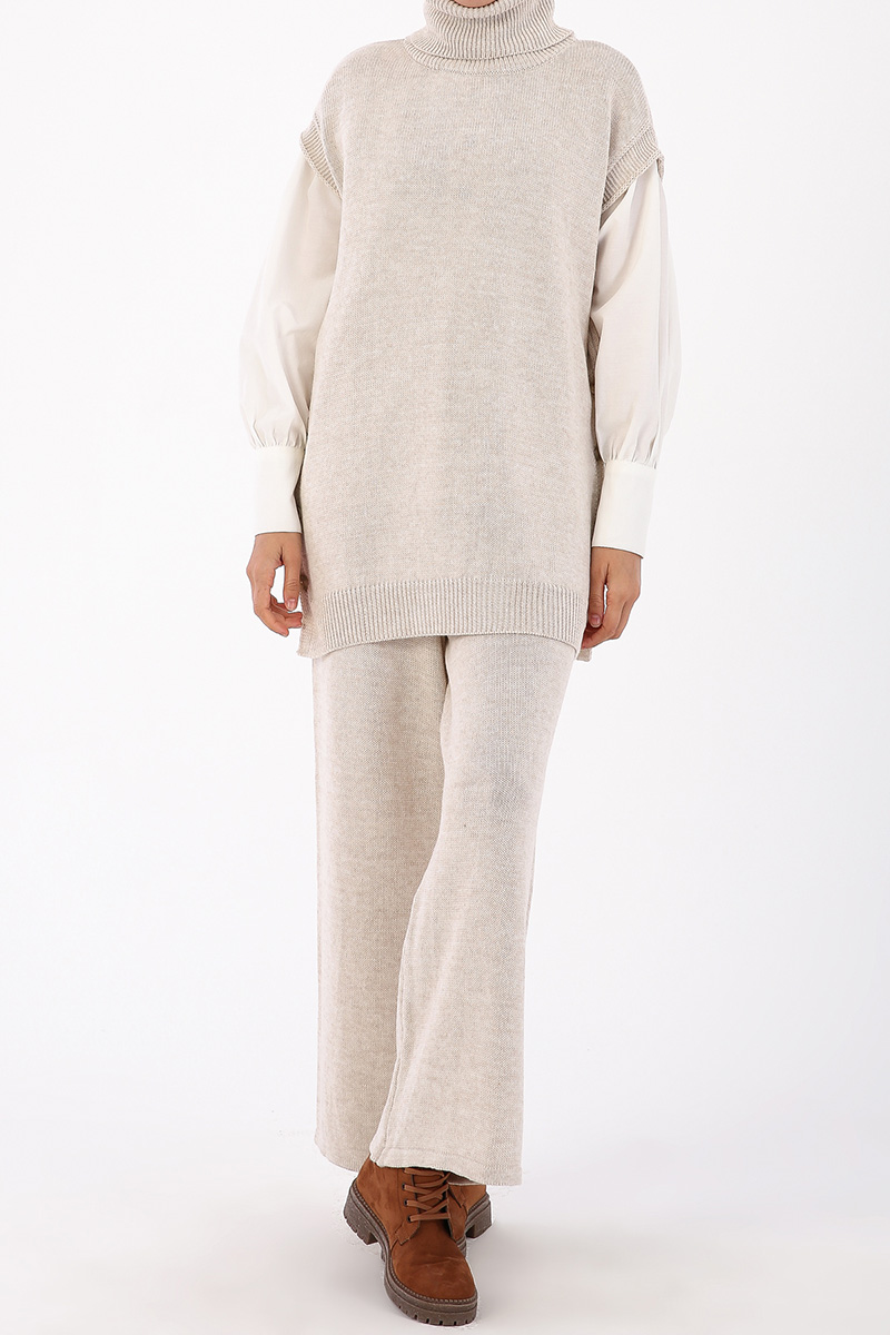 Turtle Neck Sweater and Pants Knitwear Set
