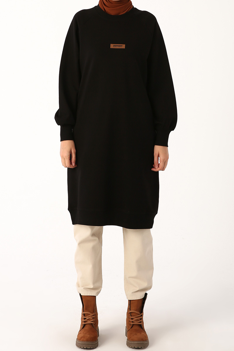 Sweat Tunic With Leather Appliqué