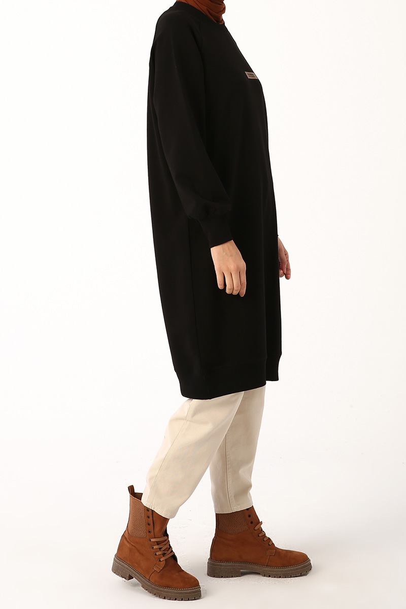 Sweat Tunic With Leather Appliqué