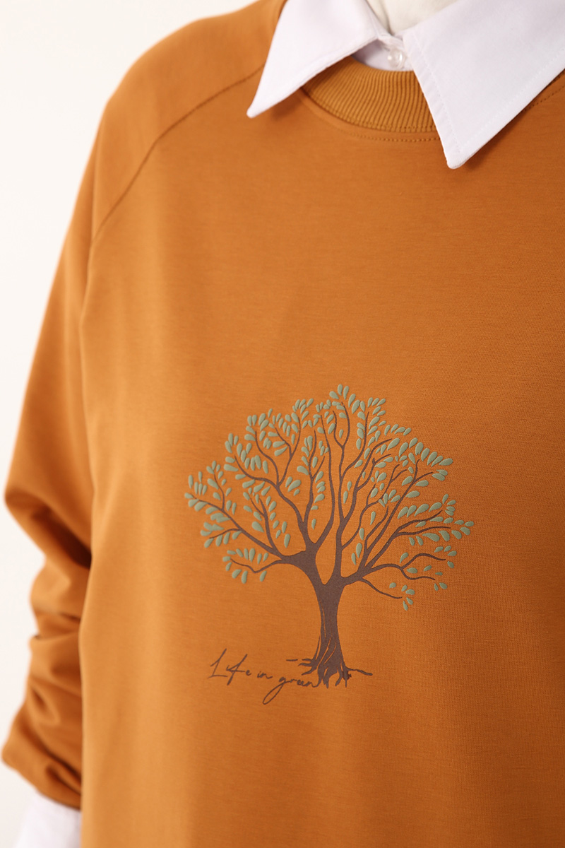 Tree Printed Sweatshirt Tunic