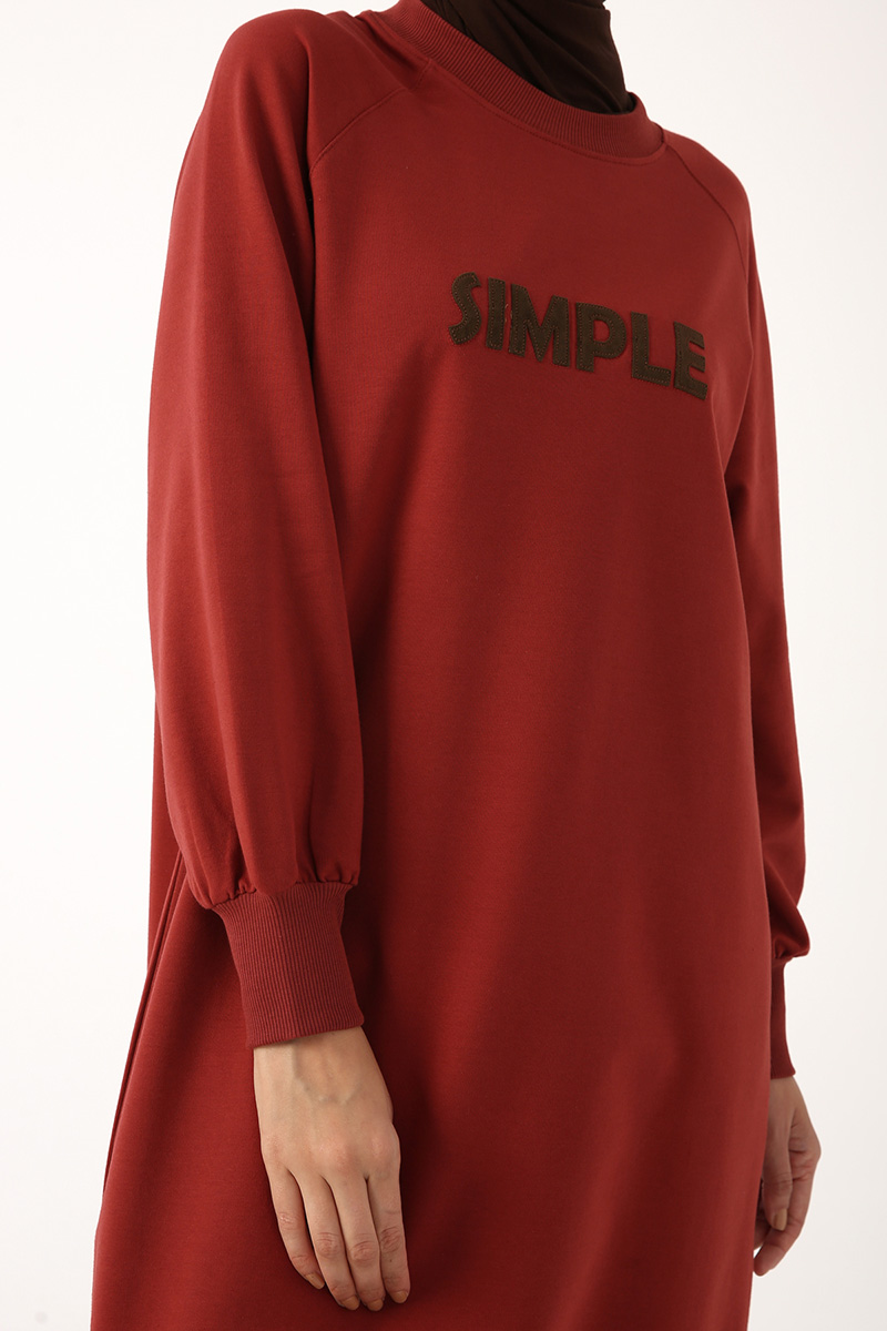 Suede Sweatshirt Tunic With Appliqué