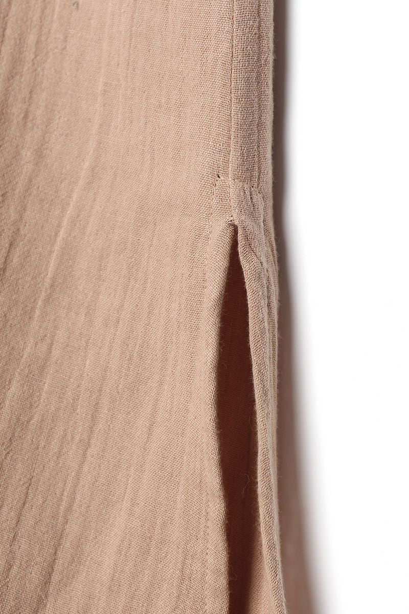 Slit Side Wood Button Cotton Long Tunic