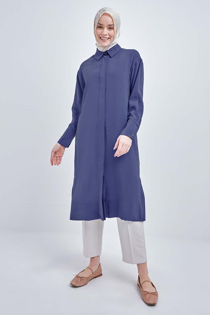 Modal Shirt Tunic with Stone Buttons