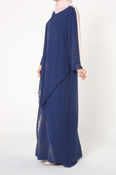 Stone Detail Hijab Evening Dress